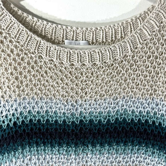 J. Jill Open Knit Striped linen Blend Sweater - Picture 3 of 10